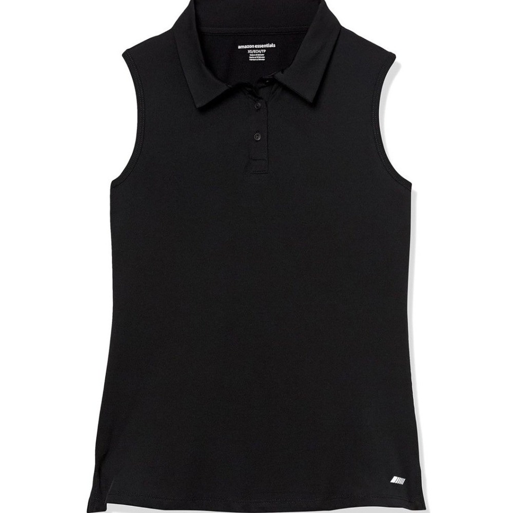 Amazon Essentials Tech Tennis Tank Women Large Black New Sleeveless Polo C1169